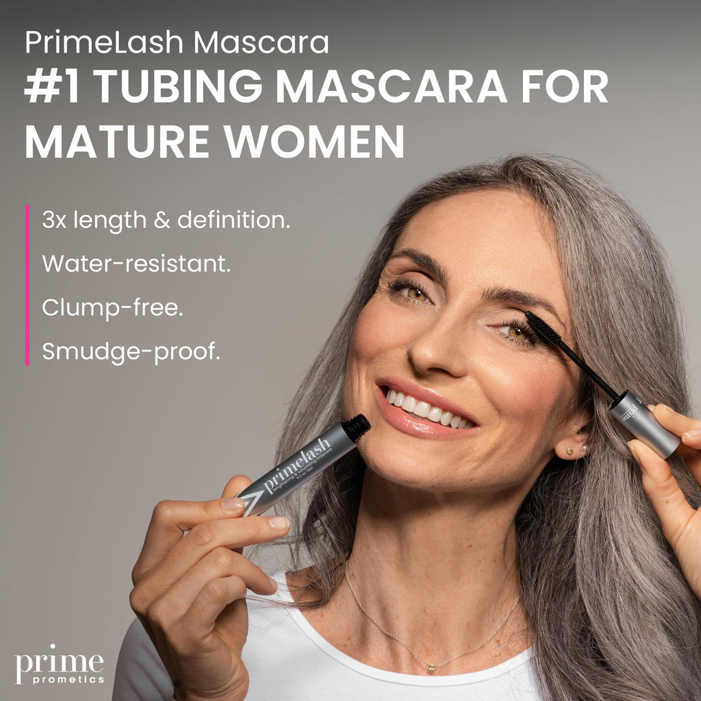 Prime Prometics PrimeLash Mascara for Older Women – Volumizing, Incredible Length in 2 Coats – Long-Stay, Zero Clumps, Hypoallergenic (Brown)