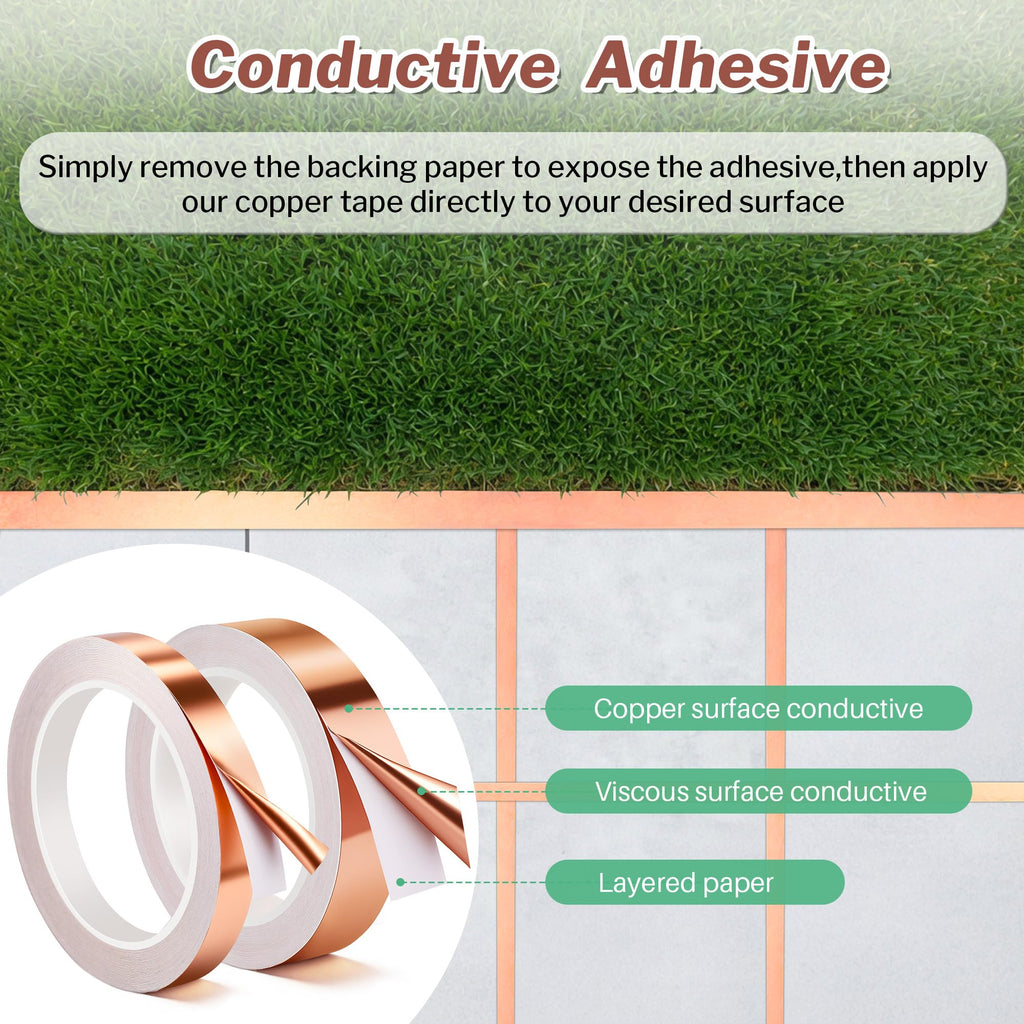 Mysora 2 Pcs Copper Tape for Slugs and Snails, 1 Inch x 66 ft and 1/2 Inch X 66 ft Copper Slug and Snail Barrier Tape, Non Toxic, Pet Safe, for Pots, Eaves, Gardens, Places Where Snails Might Climb
