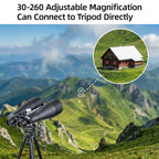 30-260X80 High Power Binoculars for Adults, Outdoor Long Range Binoculars for Birdwatching Hunting Stargazing Travel with Tripod Adapter and Carrying Case (Black, 30-260X80)