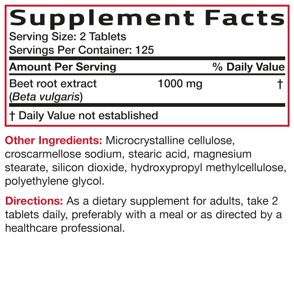 Bronson Beet Root Double Strength, Non-GMO, 250 Vegetarian Tablets