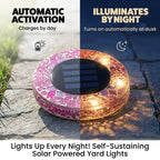 Bell+Howell 4 Pk Mosaic LED Solar Lights Outdoor Disk Pathway Lights for Landscape, Yard, Driveway, Patio, Walkway Path, Dusk to Dawn Sensors - Rose Pink