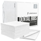PlastCare USA Disposable Dental Bibs 13"x18" (125 Pack) - 3 Ply Waterproof Tattoo Bib Sheet for Patients - Dentist or Medical Tray Covers and Nail Table Cover Supplies, White