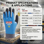 GOL-SIV Industrial Insulated Gloves 1000V Rated, Lightweight Non-Conductive Safety Gloves For Electrician, 1000V|Double Insulated, 10pcs-Large.