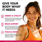 Vitamin B-Complex Gummies for Women & Men - Vitamin B12, B1, B2, B3, B5, B6, B7 & B9 - B Complex with Vitamin C & Choline - Energy, Brain & Mood - Natural Berry Flavor, Vegan - 60 Gummies for 2 Months