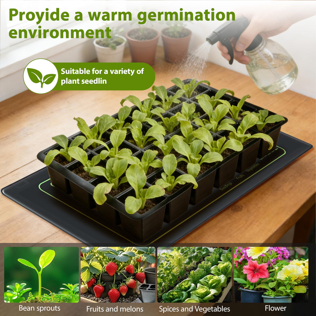 Toaspa Seedling Heat Mat with Thermostat Controller, Plant Warming Mat for Indoor Growing, Seed Starting Heater Mat Temperature & Timer Set, Waterproof Heat Mat for Germination Fermentation Greenhouse