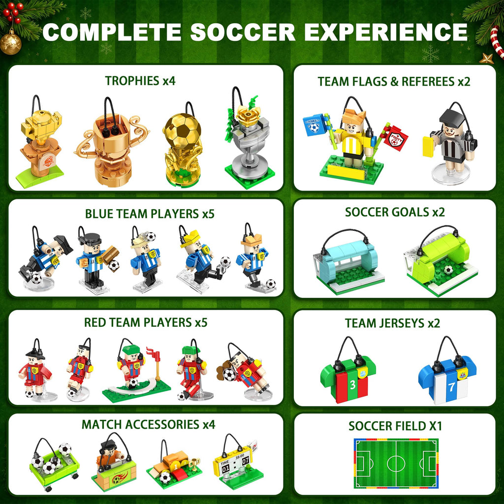 Soccer Advent Calendar 2026 for Kids Boys, 24-Day Building Countdown Gifts