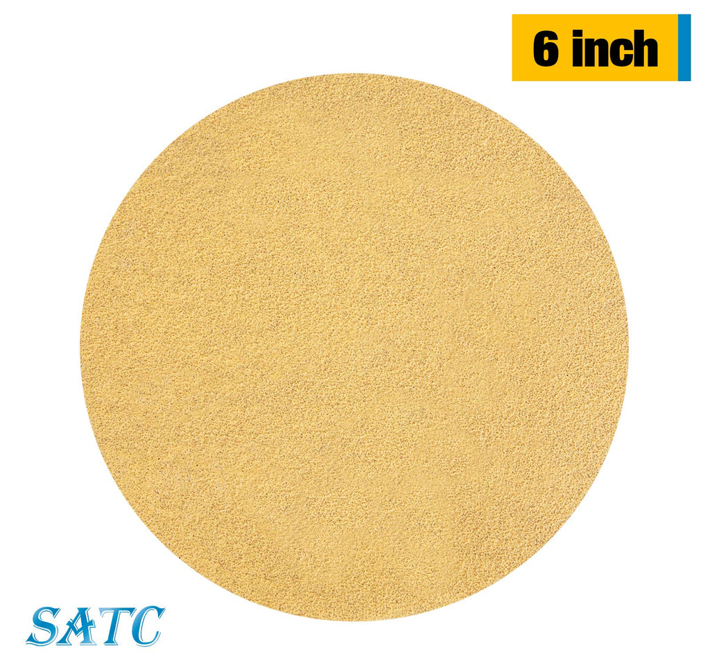 S SATC 100 PCS PSA Sanding Discs 6 Inch Adhesive Backed Sandpaper 180 Grit Sander Attachment for Drill Self Stick Aluminum Oxide Round Automotive Sandpaper with Sticky Back
