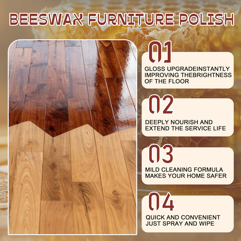 Beeswax Floor Spray,Beeswax Essential Oil Wax,2026 New Beeswaxs Wood Polish Spray,Upgrade Natural Furniture Waterproof Polish and Cleaner for Wood Multipurpose Wood Wax Restorer for Floors(335ml)
