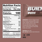 BUILT Bar Puff Protein Bars - Brownie Batter - 17g Protein Snack Bars with Collagen - Calorie Conscious & Gluten Free - 12 Count