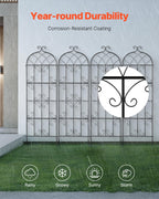 VEVOR 71 x 20 in, 4 Packs Rustproof Metal Garden Flower Trellis, Outdoor Climbing Rose & Cucumber Support, Decorative Clematis Trellis for Courtyards & Lawns