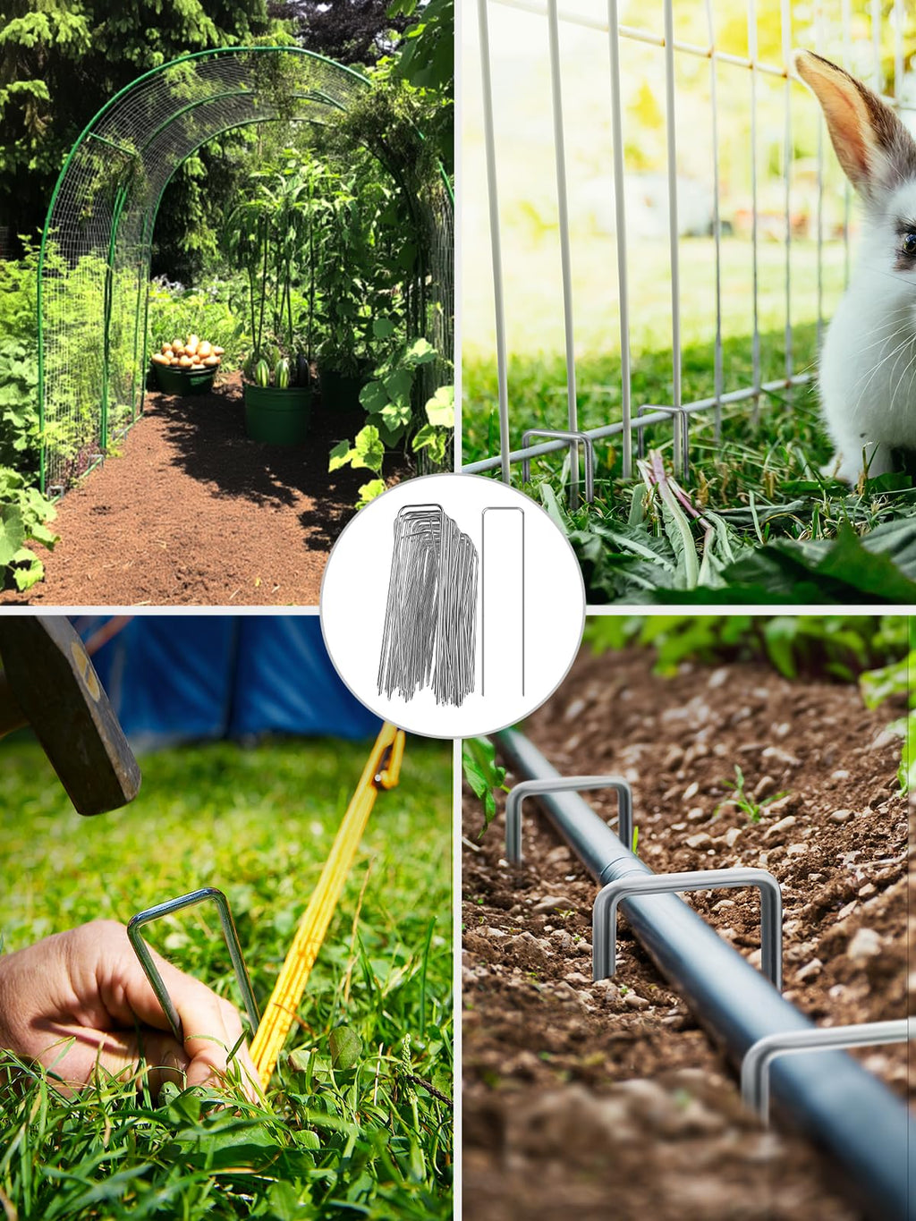 GROWNEER Landscape Staples 6 Inch, 360 Pack 11 Gauge Ground Pins, Bulk Pack for Yard Work, Secures Sod, Holds Ground Cover in Place