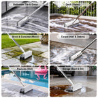 Floor Scrub Brush with Long Handle, Heavy-Duty Stiff Bristles, V-Shape Floor Scrubber Brush for Tile, Concrete & Grout Lines, Stand-Up Cleaning for Garage, Bathroom, Deck & Patio