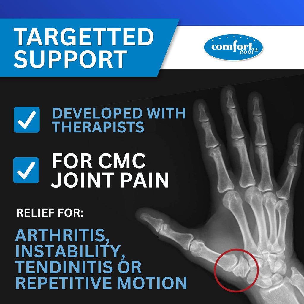 Comfort Cool CMC Thumb Brace – Restriction Splint for Arthritis & Tendinitis Relief | Breathable Neoprene with Supportive Thumb Strap - Black, Right Hand, Large (8 to 9 inches) | NC79567