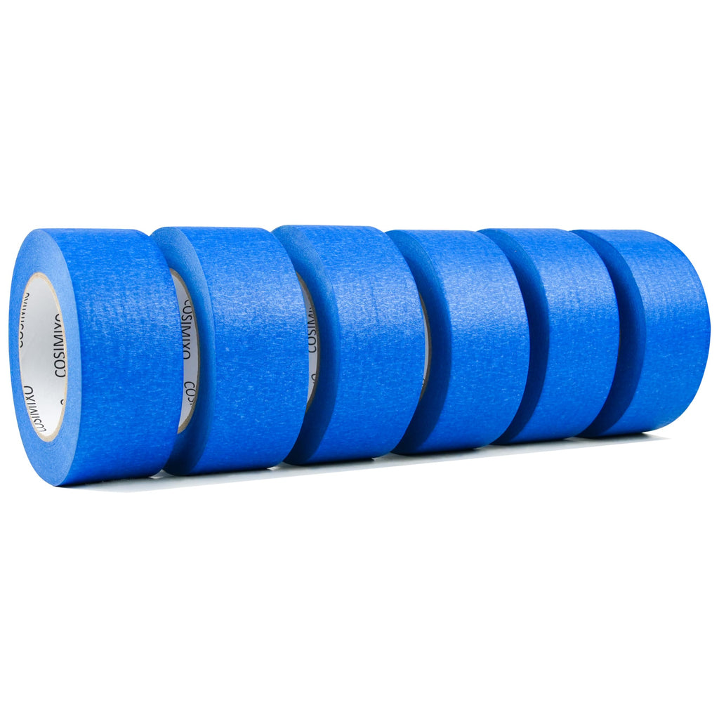 COSIMIXO Blue Painters Tape 1.88 in x 60 Yds, 6 Rolls Pack – Professional Grade Blue Masking Tape for Painting, Protects Surfaces & Residue-Free Removal, Multi-Surface Use on Wall Painting, Labeling