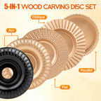 Beaiguna 5PCS Wood Carving Disc, 4IN and 4 1/2IN Angle Grinder Attachments Stump Grinder Wheel, Angle Grinder Wood Carving Shaping Disc Tools Set, Upgraded Wood Grinding Wheel Discs