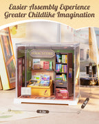 Rolife Mini Super Creator Series, DIY Miniature Memory Book Store Dollhouse House Kit, Bulid Scenary for Action Collectible Figures,Creative Gifts for Women Kid Adults