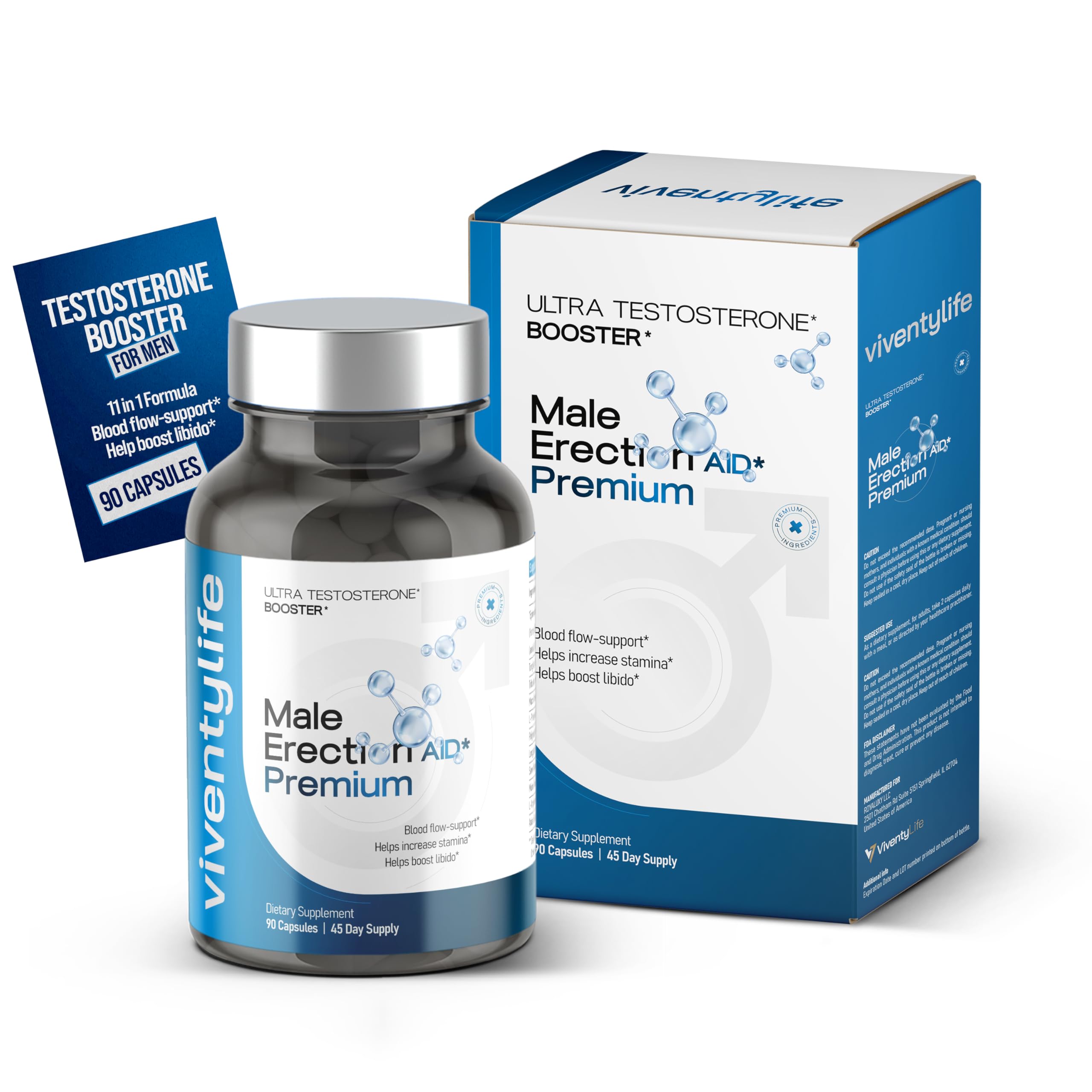 Testosterone Booster Supplement - Semen Volume Booster Supplement for Men, Fertility Supplement, Increase Load Size - 11 Active Ingredients - Horny Goat Weed, Tongkat Ali, L-Arginine - 90 Capsules