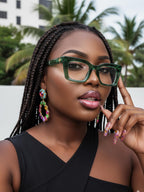 VISOONE Cat Eye Basil Green Blue Light Glasses TR90 UV Protection Women Calida