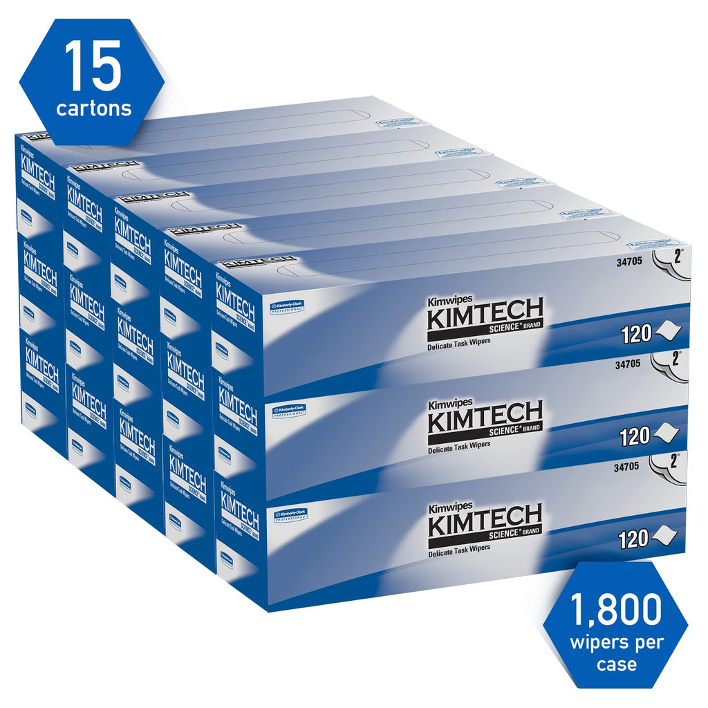 Kimtech Science Kimwipes Delicate Task Wipes, 15 Boxes x 120 Sheets (34705)