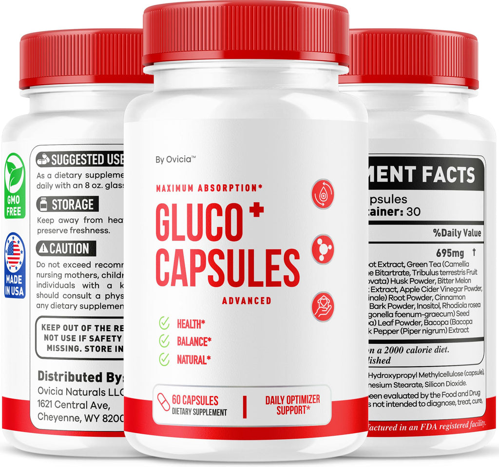 (3 Pack) GlucoCapsules - Official GlucoCapsules Advanced Premium Formula Pills Support Maximum Strength, All Natural Ingredients Vitamins for Overall Health & Wellness, 180 Capsules for 3 Months