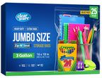 Large Storage Bags With Zipper Top - 3 Gallon Size, 16" x 18", Extra Large Plastic for Clothes, Travel, Moving, Large Reusable freezer bags, BPA-Free, 2-mil Thick (X-Large, 25, Count)