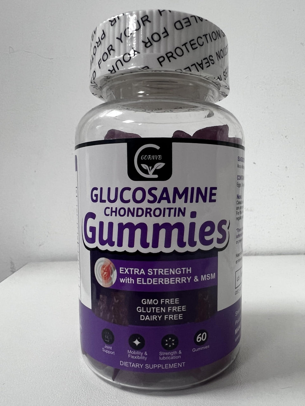 GORNVB Glucosamine Chondroitin Gummies with MSM & Elderberry – Extra Strength Mobility & Flexibility Support, Antioxidant Immune Supplement for Women & Men