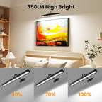 Craftersmark Dimmable Cordless Picture Light for Wall 16n, 5000mAh Rechargeable Battery Wall Sconce Art Light, CRI 95+ 350LM Wall Light for Gallery Artwork, Paintings, Photo, Portraits - Black