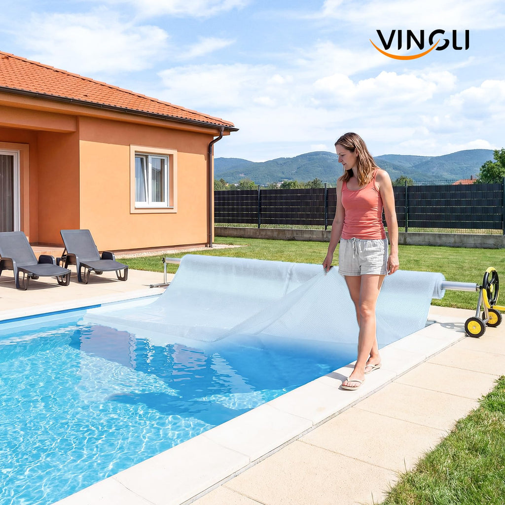 VINGLI 12Mil Solar Pool Cover, Rectangle Solar Blanket-Heavy Duty Solar Pool Cover for Above Ground Pool-Pool Solar Cover for Inground Pool (Clear, 18'x36' Rectangular)