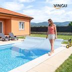 VINGLI 12Mil Solar Pool Cover, Rectangle Solar Blanket-Heavy Duty Solar Pool Cover for Above Ground Pool-Pool Solar Cover for Inground Pool (Clear, 12'x24' Rectangular)