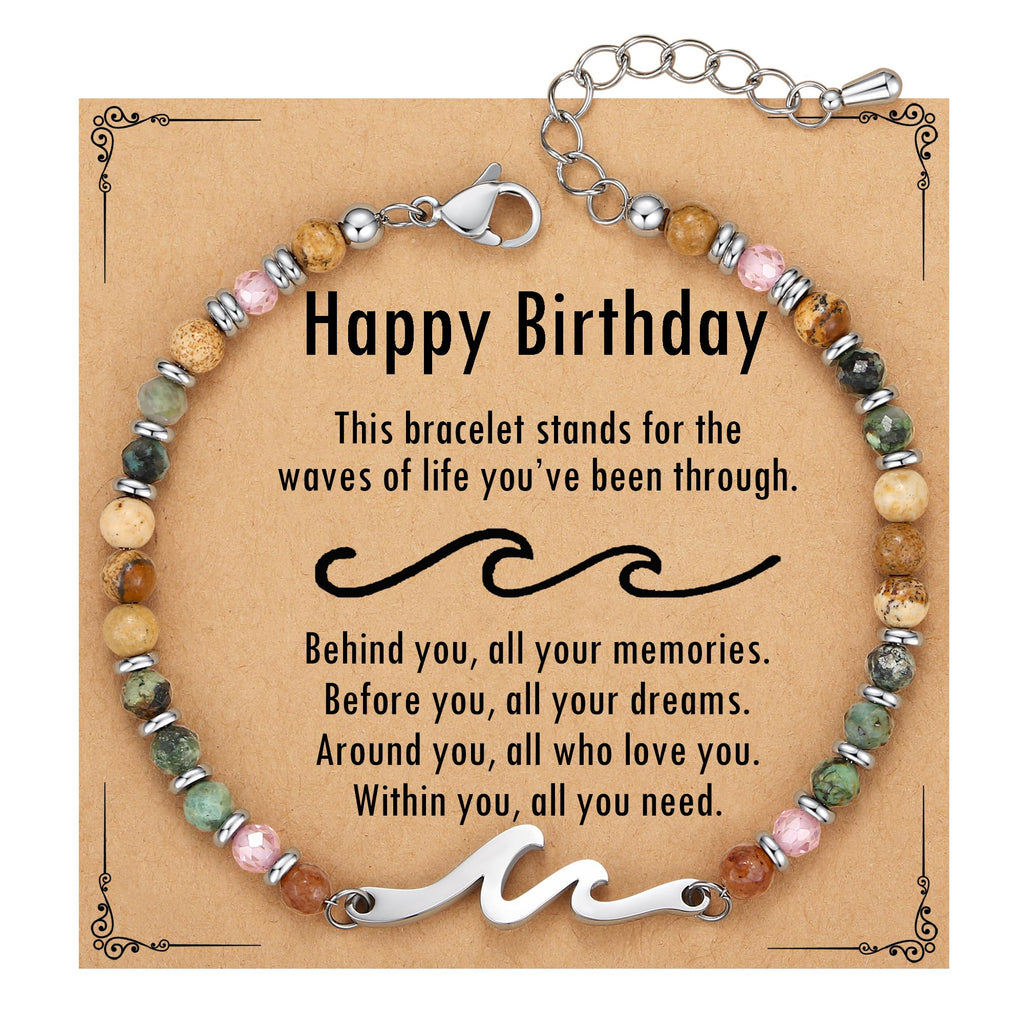 TONY & SANDY Birthday Gifts for Women, Unique Bday Wave Bracelet