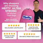 Hefty Ultra Strong 13 Gal Pink Kitchen Trash Bags, Watermelon Scent, 110ct