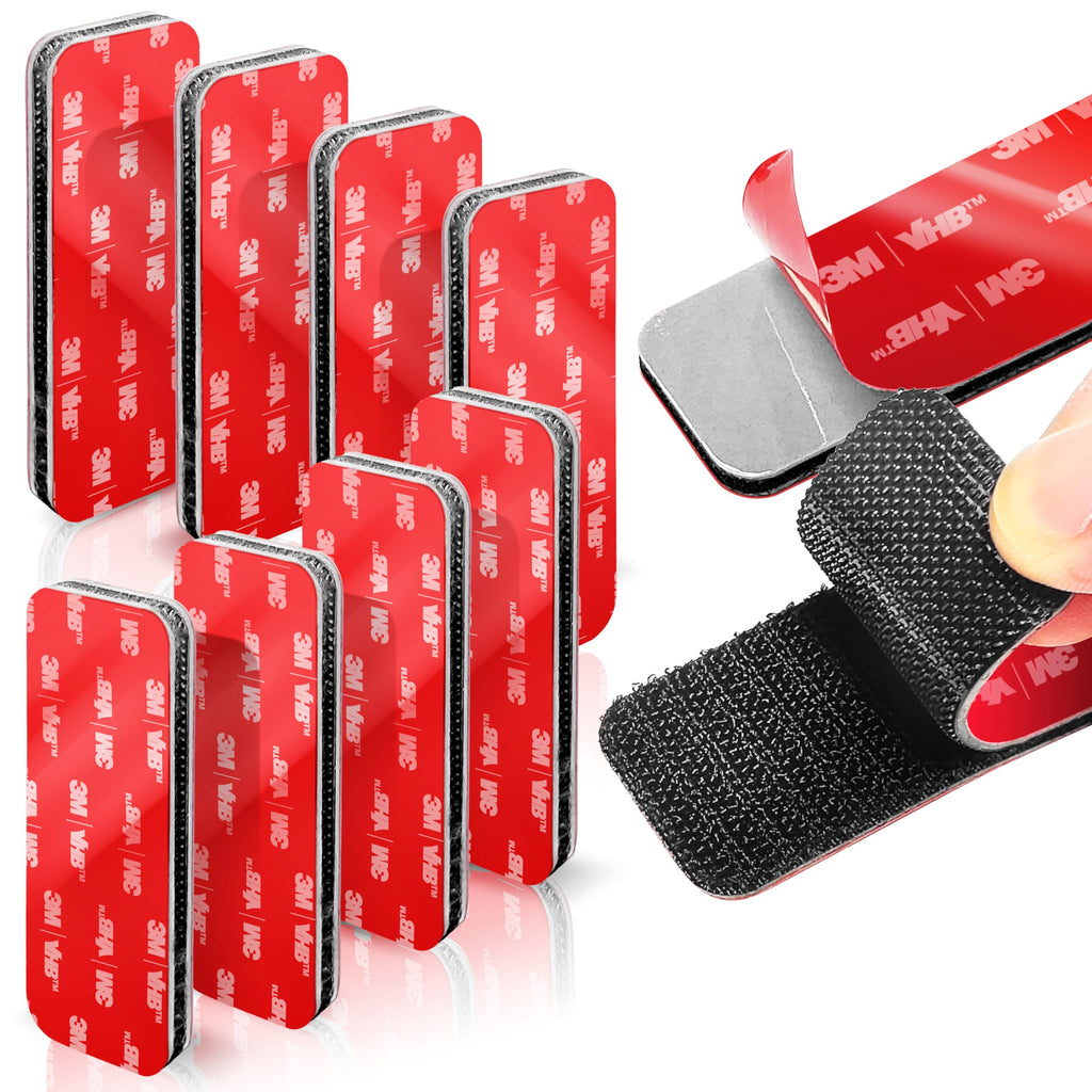 8 Sets Heavy-Duty Adhesive Hook and Loop Strips, 1.2" × 3.2"