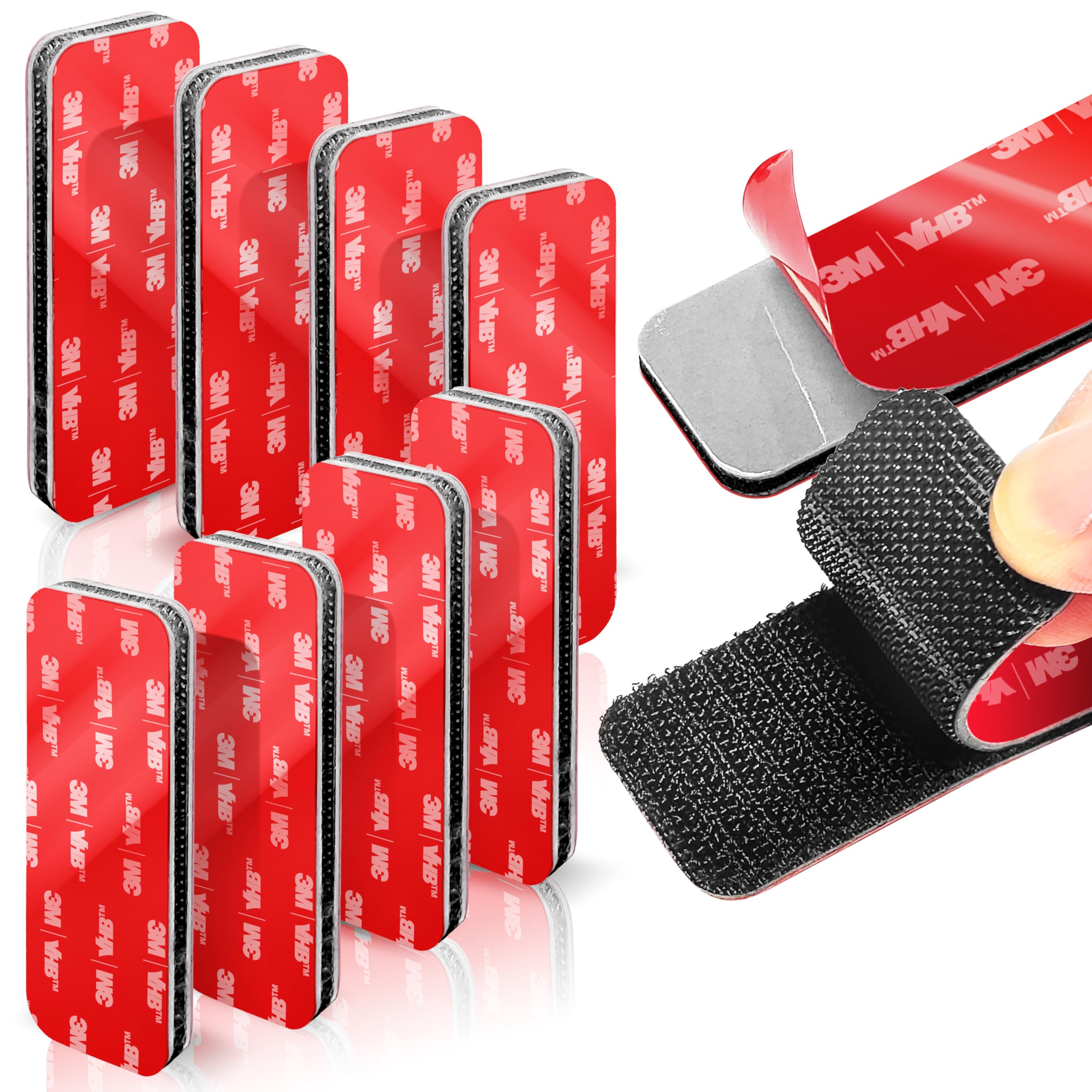 8 Sets Heavy-Duty Adhesive Hook and Loop Strips, 1.2" × 3.2"