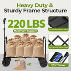 Aimnny Wagons Carts Foldable, Lightweight Collapsible Utility Wagon-220LBS Capacity One-Side Full Zipper, Side Load No Lifting for Light Camping, Grocery, Shopping, Sports & Apartment Moving (Black)