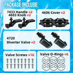 2-Port/3-Port Pool Valve Rebuild Compatible with Jandy 2-way/3-way 4717,4716,4715,1154,1157,2875,2876 Valve and Gray Includes Handle 7433,Diverter Valve 4720,Valve Cover 4606,R0547600 Screws (2 PACK)
