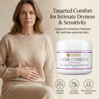 Perrin Naturals Crème Complete, Lichen Sclerosus treatment Cream for Dry Sensitive Skin, Restorative Anti Aging Face & Body Moisturizer with Barrier Support for Women, Scent of Rose, 2 oz