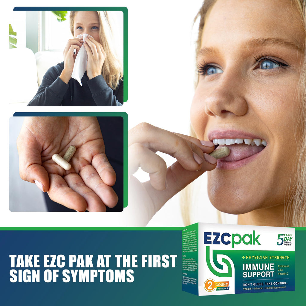 EZC Pak 5-Day Tapered Immune Support Booster - Vitamin Immune Support Supplement, Echinacea, Zinc Vitamin C, Immune Boosters for Adults - Immune Support Vitamins (Pack of 2)
