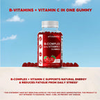 Vitamatic Vitamin B Complex Gummies with Vitamin C & Inositol - Natural Strawberry Flavor - 60 Gummies (3 Bottles)