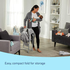 Graco Slim Spaces Compact Baby Swing, Space Saving Portable Bay Swing with Height Adjustable Legs & Soft Toys, Reign