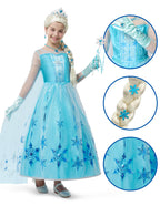 Spooktacular Creations Halloween Girls Ice Princess Dresses, Light-Up Princess Costume for Girls, Sequin Snowflake Long Cape Gown for Birthday, Halloween Dress-Up Party (Small, 5-7 yrs)
