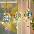 3 Pcs Crystal Suncatchers with 40mm Ice Cracked Ball Window Hanging Pendant