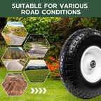 Taifa 4 PCS 13 Inch Solid Flat Free Replacement Tires and Wheels 4.00-6 with 5/8'' Bearing and 2.17'' Offset Hub, Air Less Wheel for Wheelbarrow/Wagon/Hand Truck/Trolley/Garden Scooter etc.