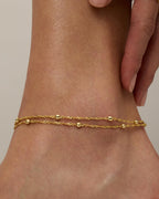 PAVOI Dainty Chain Anklet, 14K Gold Plated, Yellow Gold