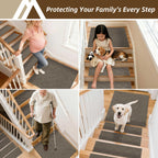 COSY HOMEER Stair Landing Rugs Non-Slip Corner Indoor Edging Stair Treads for Wooden Steps,Washable Soft Stair Landing Mat for Kids,Elder and Dogs,Polyester,TPE Backing,Light Brown,30x30inch