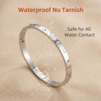 KUDANLONG Silver Cuff Bracelets for Women, Stainless Steel Stackable Bangle
