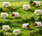 Jxpinet 150 Pcs Mini Sheep Figurines Mini Resin Sheeps for Bonsai Micro Landscape Home Garden Decor Craft