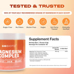 GoBiotix Magnesium Glycinate Powder – Cortisol Supplements for Women and Men – High Absorption Magnesium Complex Calm Supplement with Citrate, Malate – Sugar Free – 420 mg, 60 Servings - Peach Tea