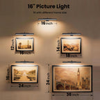 Craftersmark Dimmable Cordless Picture Light for Wall 16n, 5000mAh Rechargeable Battery Wall Sconce Art Light, CRI 95+ 350LM Wall Light for Gallery Artwork, Paintings, Photo, Portraits - Black