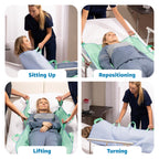 Improvia Positioning Bed Pad, with 8 Reinforced Handles, Quick-Drying, Washable, Waterproof, for Lifting, Turning, Transfering, Elderly and Incontinence Patients (Green, Pack of 2)