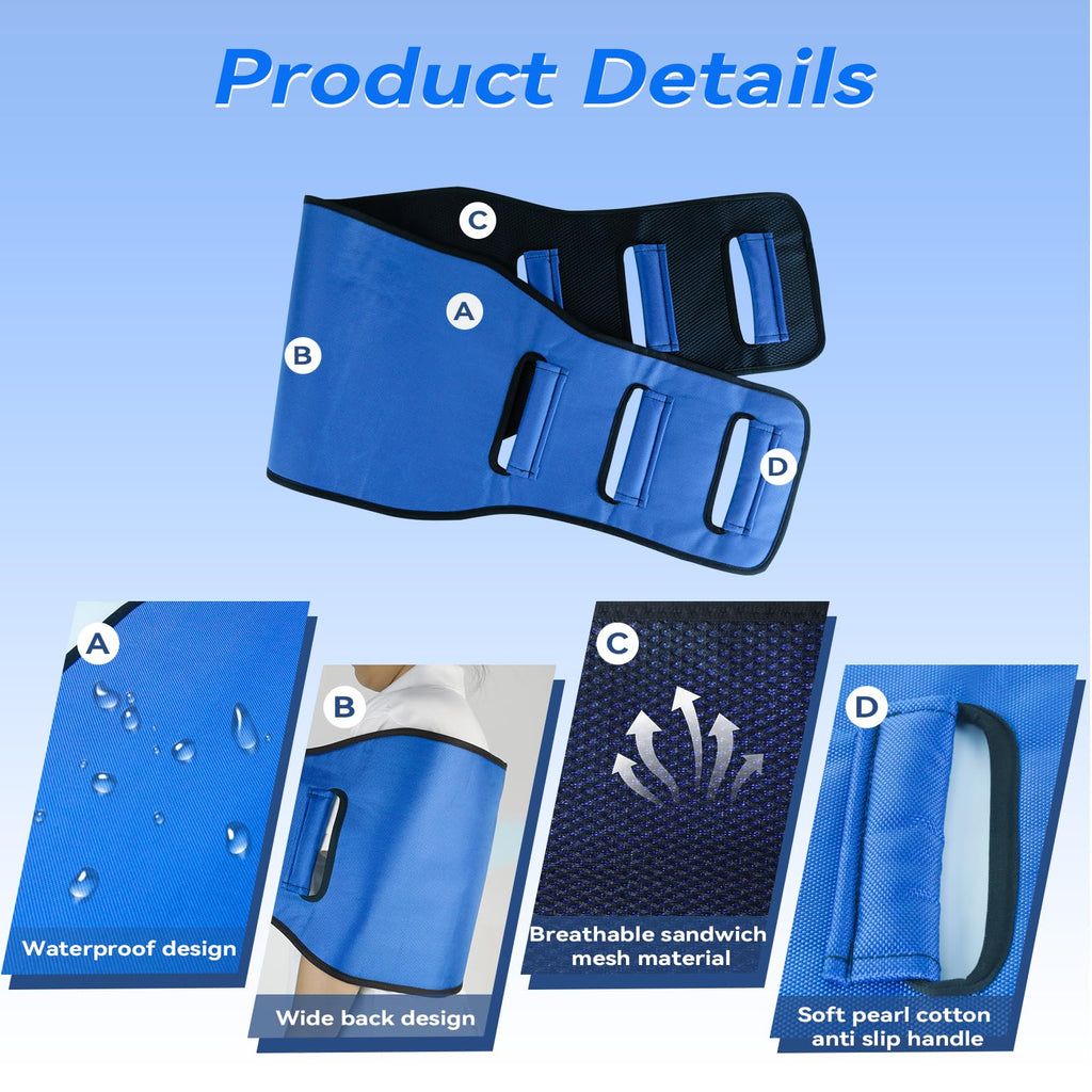 KKaFFe Transfer Belt Transfer Sling for Nursing Patients, Standing & Supports & Transfer Aids for Elderly, Gait Belt for Patient Care, Transfer Belt for Bedridden Patient (Blue)